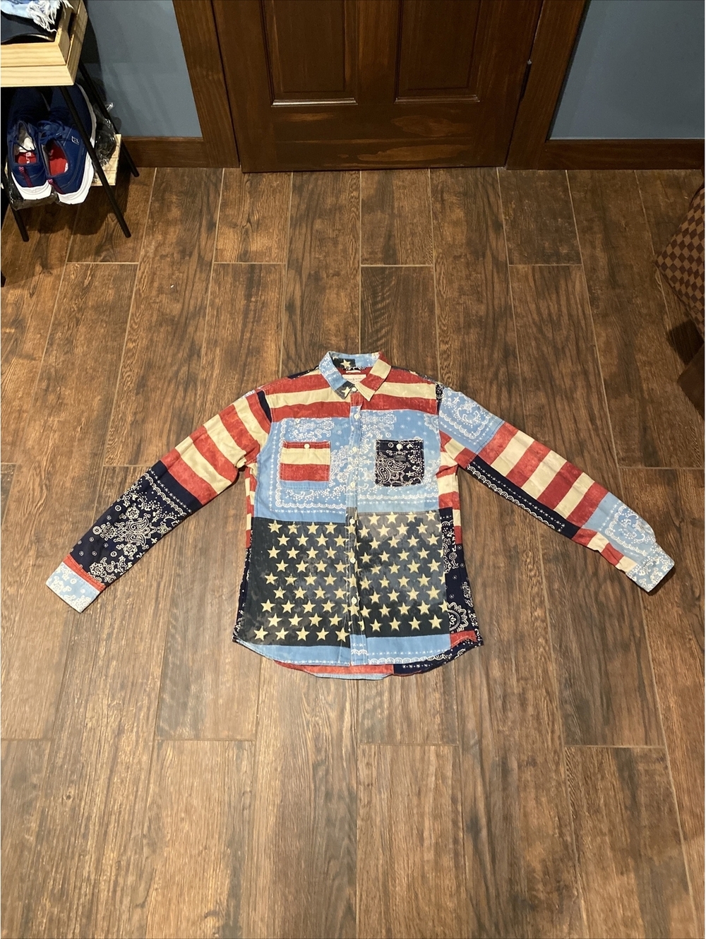 Ralph Lauren Denim Supply Flag Americana Patchwork Button Shirt Paisley